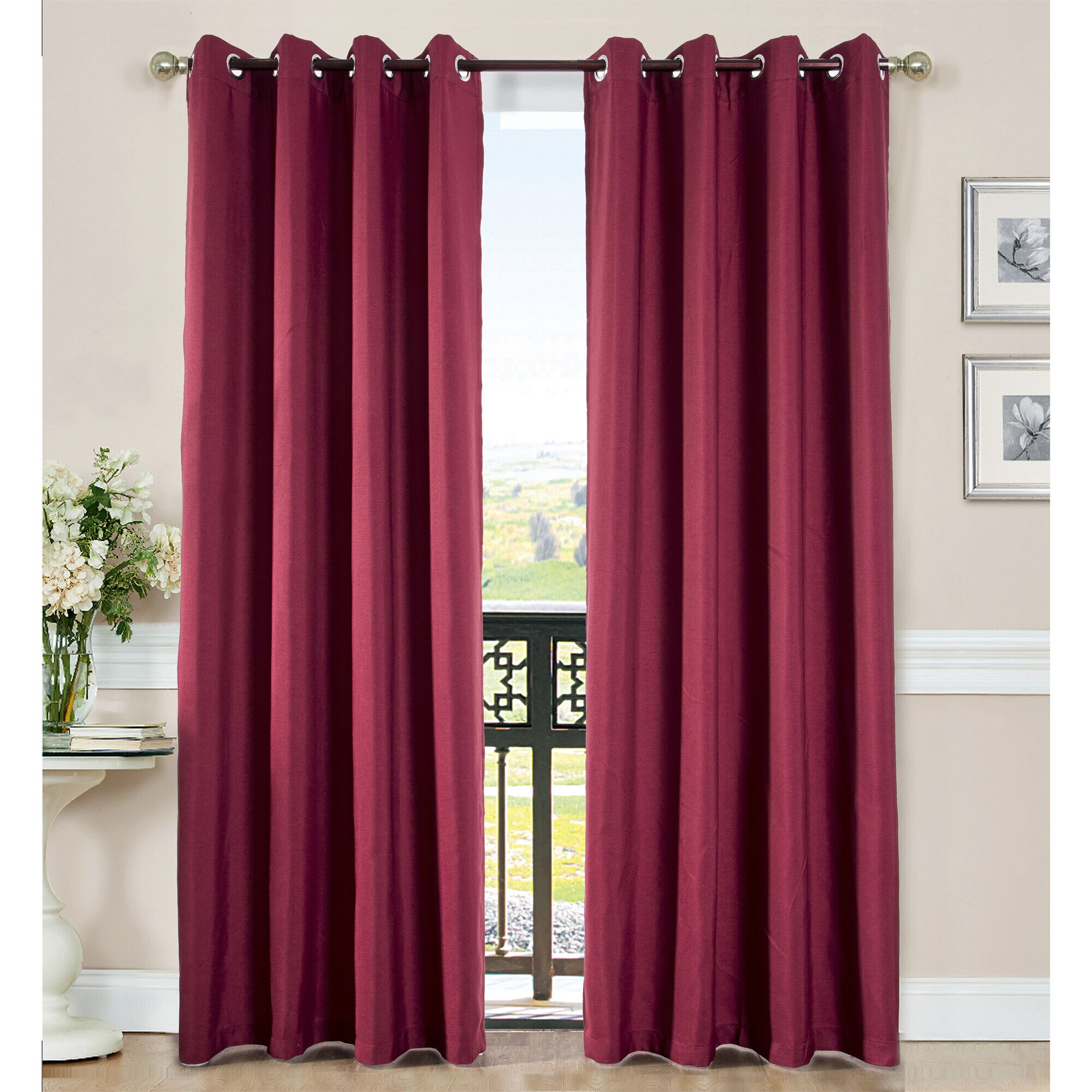 Set draperii Black-out Kring Urban, 2 * 140x245 cm, Poliester, prindere pe inele, Rubiniu